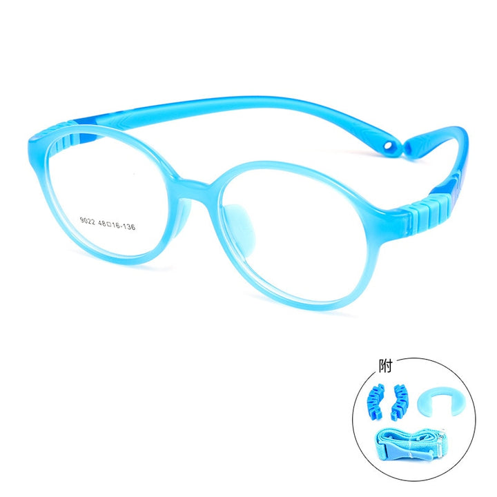 Yimaruili Unisex Children's Full Rim Round Tr 90 Silicone Eyeglasses 9022et Full Rim Yimaruili Eyeglasses Light Blue