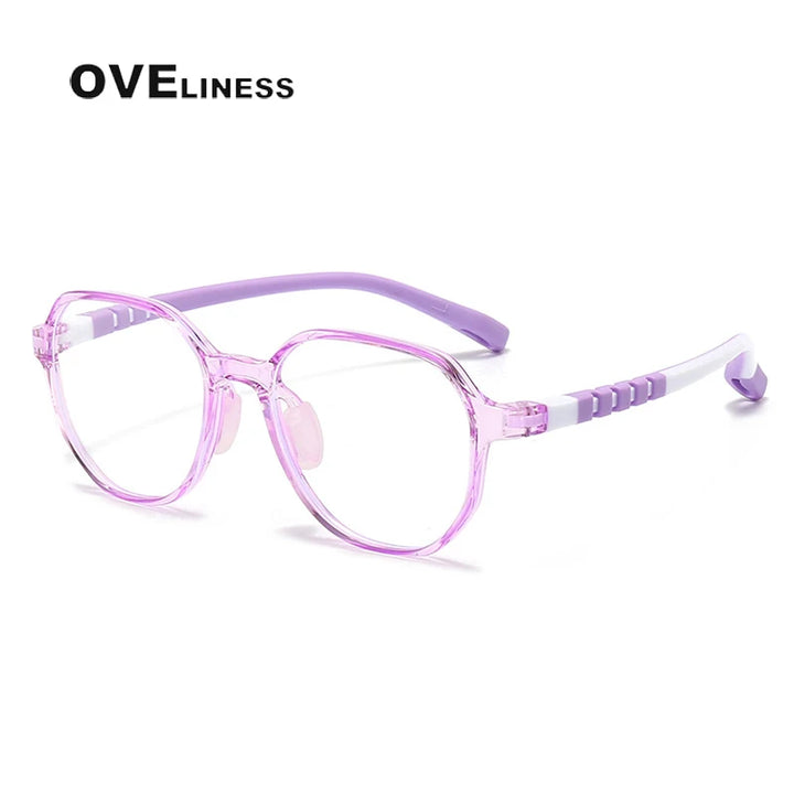 Oveliness Youth Unisex Full Rim Flat Top Oval Tr 90 Titanium Eyeglasses 91032 Full Rim Oveliness purple  