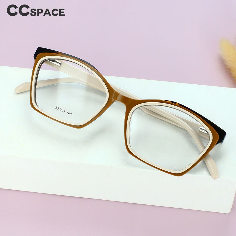 CCspace Women's Full Rim Square Acetate Eyeglasses 56469 Full Rim CCspace