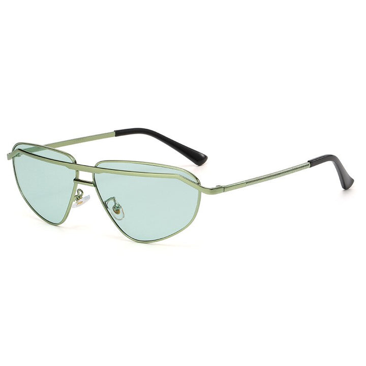 CCspace Unisex Full Rim Irregular Triangle Double Bridge Alloy UV400 Sunglasses 56348 Sunglasses CCspace Sunglasses C3Green