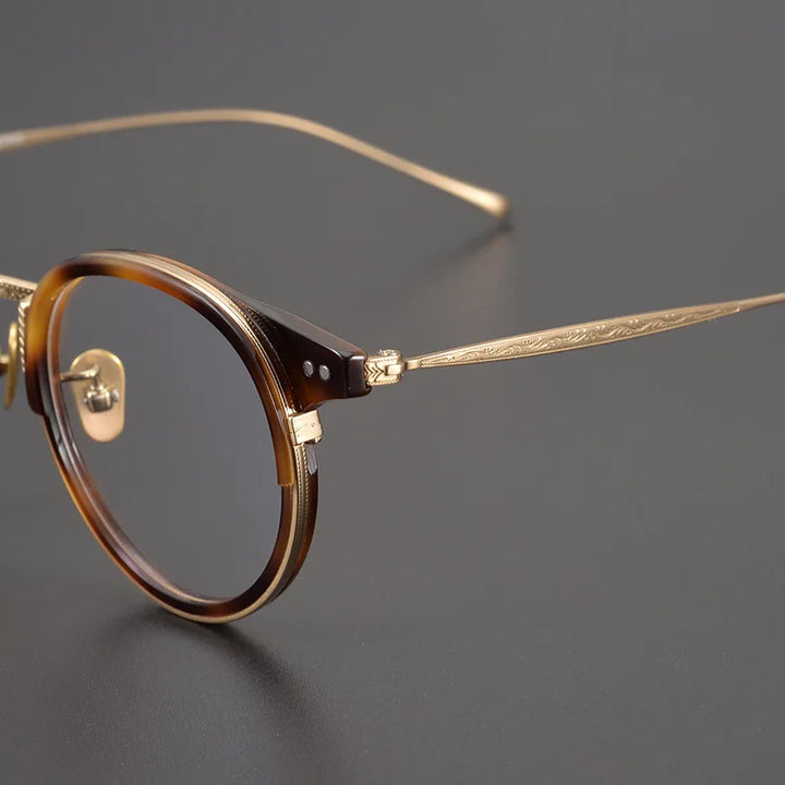 Black Mask Unisex Full Rim Round Titanium Eyeglasses 7285 Full Rim Black Mask