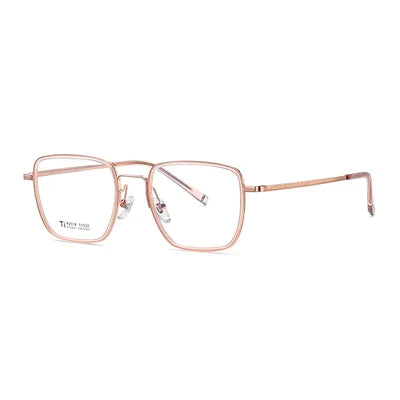 Ralferty Unisex Full Rim Polygon Square Titanium Acetate Eyeglasses 92318 Full Rim Ralferty C4 Pink CHINA