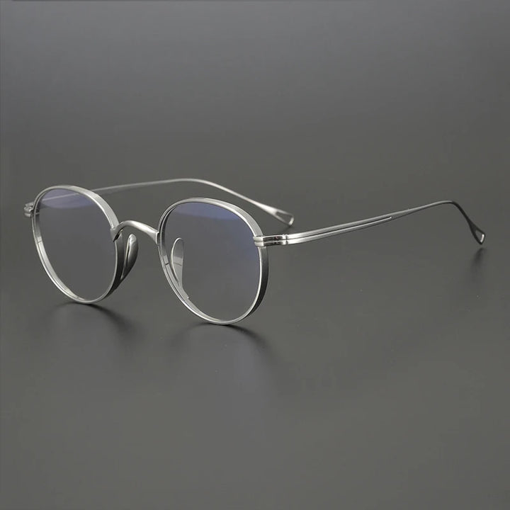 Gatenac Unisex Full Rim Round Small Titanium Eyeglasses Gxyj1447 Full Rim Gatenac Silver