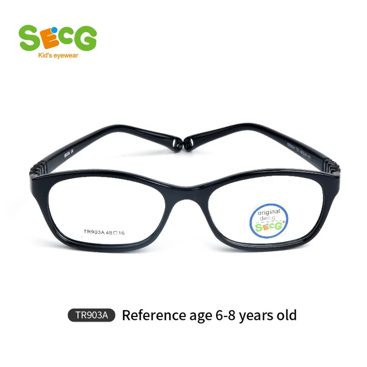 Secg Unisex Children's Full Rim Square Tr 90 Silicone Eyeglasses 8690 Full Rim Secg TR903A TC1 BLACK