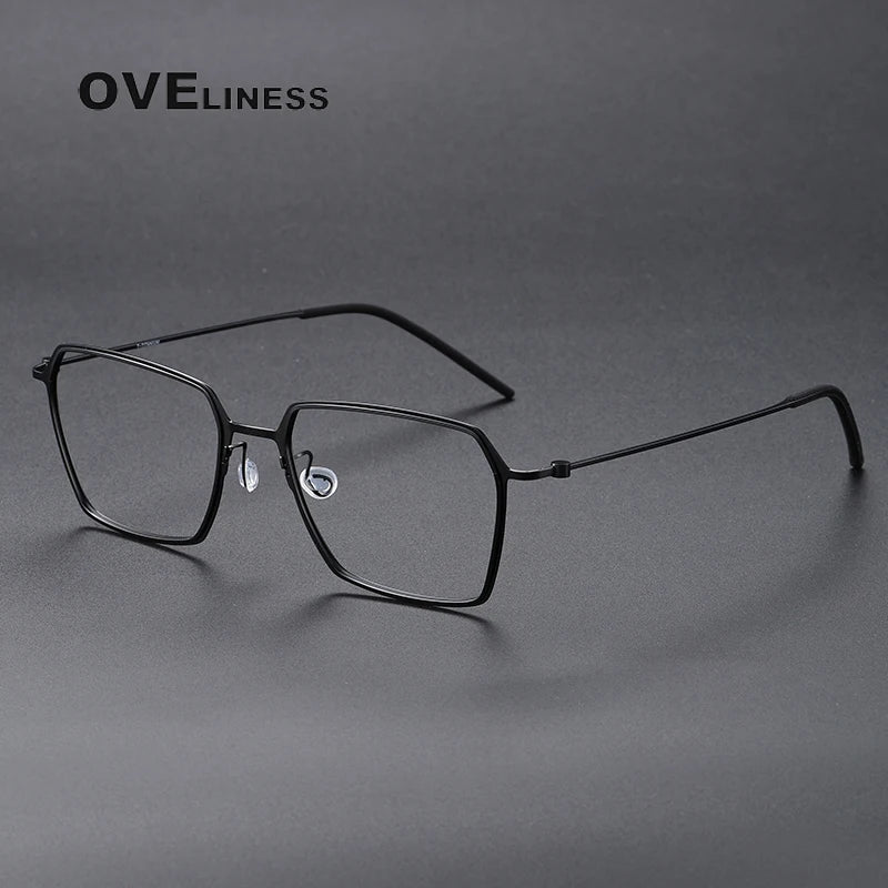 Oveliness Unisex Full RIm Polygon Screwless Titanium Eyeglasses 5514 Full Rim Oveliness black