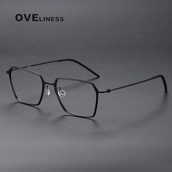 Oveliness Unisex Full RIm Polygon Screwless Titanium Eyeglasses 5514 Full Rim Oveliness black