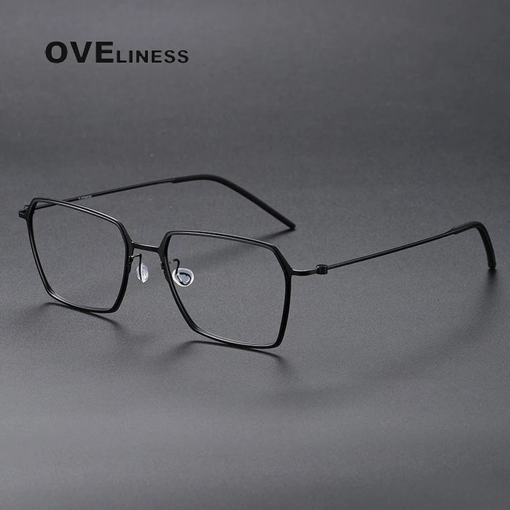 Oveliness Unisex Full RIm Polygon Screwless Titanium Eyeglasses 5514 Full Rim Oveliness black  