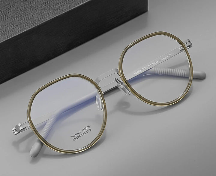 Reven Jate Unisex Full Rim Round Titanium Eyeglasses 2608 Full Rim Reven Jate