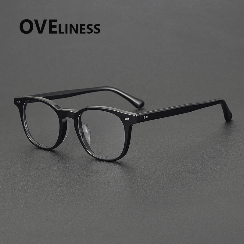Oveliness Unisex Full Rim Oval Square Acetate Eyeglasses 78096 Full Rim Oveliness black