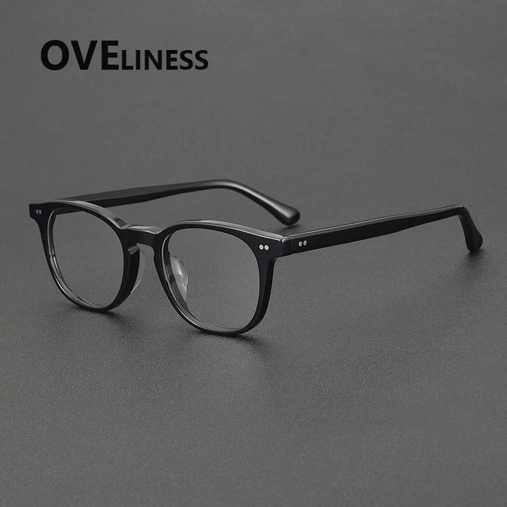 Oveliness Unisex Full Rim Oval Square Acetate Eyeglasses 78096 Full Rim Oveliness black