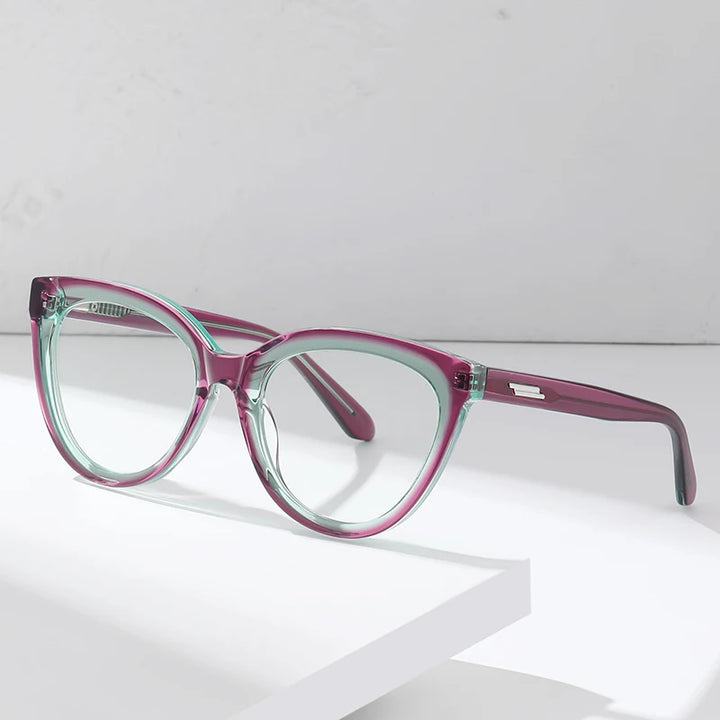 Gmei Women's Full Rim Oval Cat Eye Acetate Eyeglasses 18818