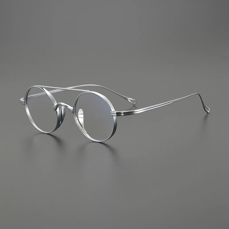 Black Mask Women's Full Rim Round Double Bridge Titanium Eyeglasses 79500