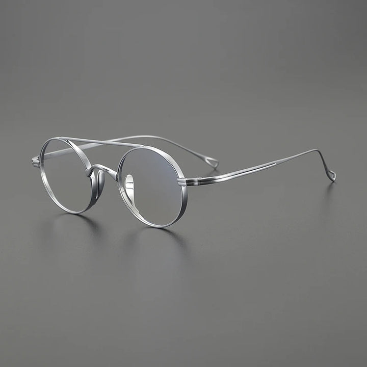 Black Mask Women's Full Rim Round Double Bridge Titanium Eyeglasses 79500
