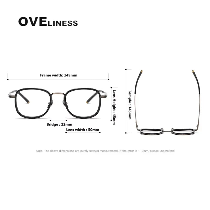 Oveliness Unisex Full Rim Square Acetate Titanium Eyeglasses 314522 Full Rim Oveliness