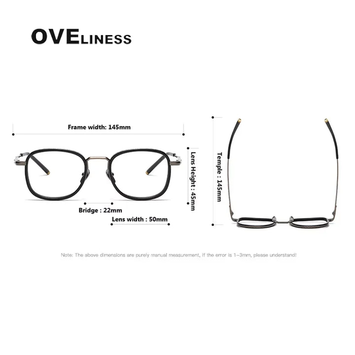 Oveliness Unisex Full Rim Square Acetate Titanium Eyeglasses 314522 Full Rim Oveliness