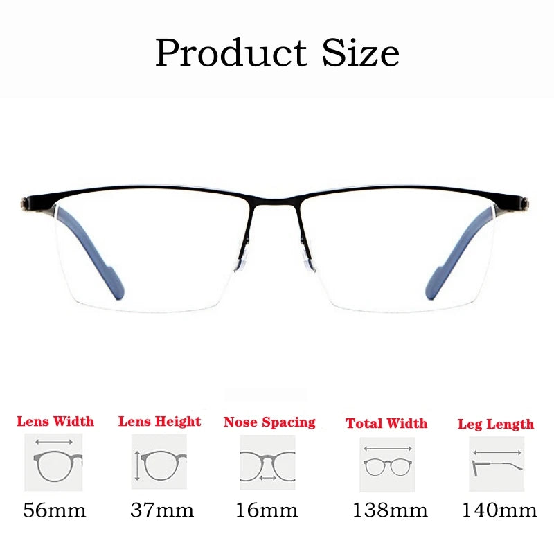 Yimaruli Unisex Semi Rim IP Titanium Square Eyeglasses 122As Semi Rim Yimaruili Eyeglasses   