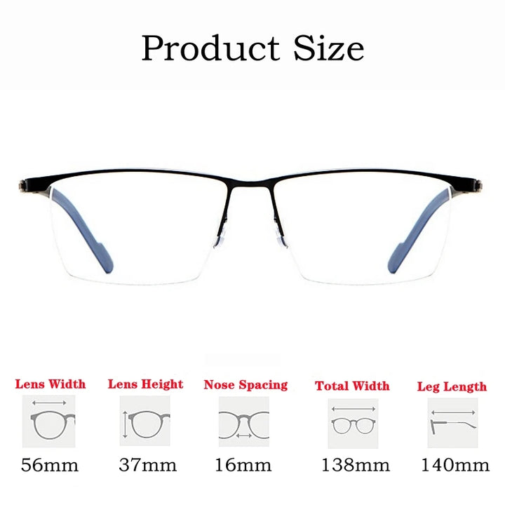 Yimaruli Unisex Semi Rim IP Titanium Square Eyeglasses 122As Semi Rim Yimaruili Eyeglasses