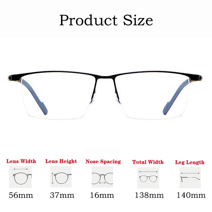 Yimaruli Unisex Semi Rim IP Titanium Square Eyeglasses 122As Semi Rim Yimaruili Eyeglasses   