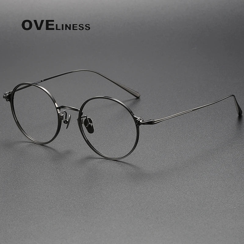 Oveliness Unisex Full Rim Round Titanium Eyeglasses C106 Full Rim Oveliness gun  