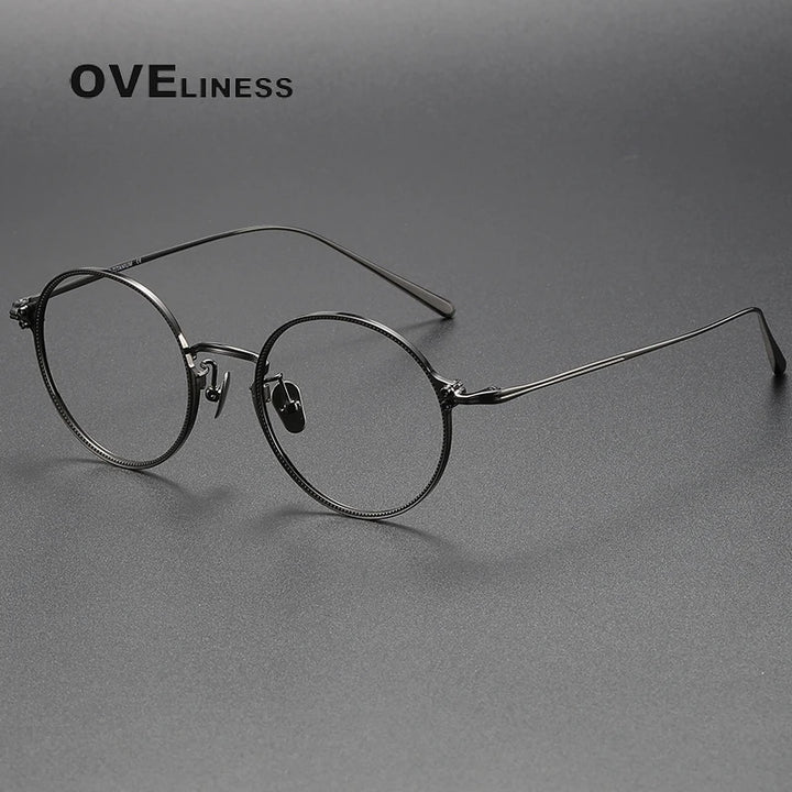 Oveliness Unisex Full Rim Round Titanium Eyeglasses C106 Full Rim Oveliness gun  
