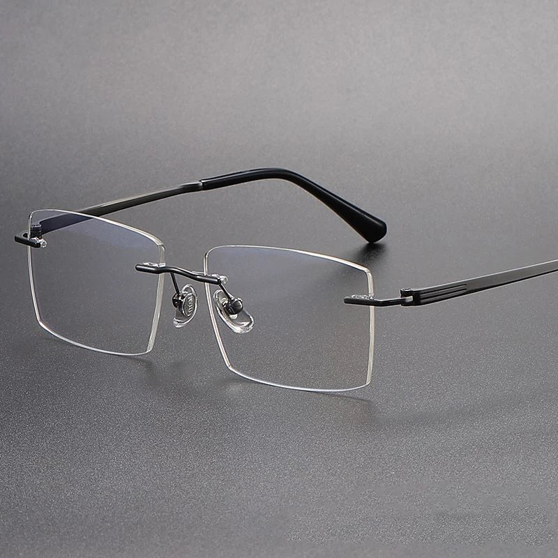 Hdcrafter Unisex Rimless Square Titanium Eyeglasses 232302