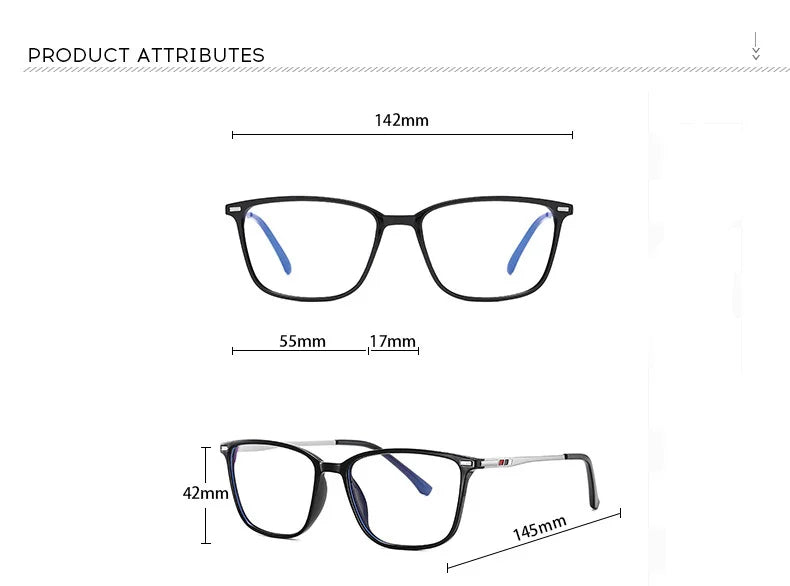 Brightzone Unisex Full Rim Square Tr 90 Titanium Eyeglasses 55142