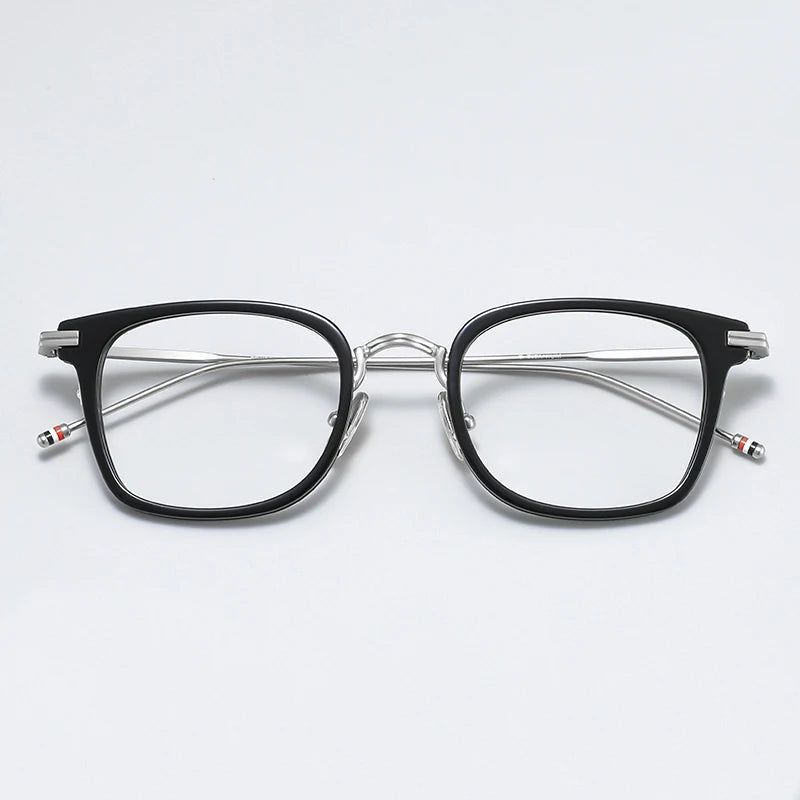 Black Mask Unisex Full Rim Square Alloy Eyeglasses Bmt905 Full Rim Black Mask Black-Silver