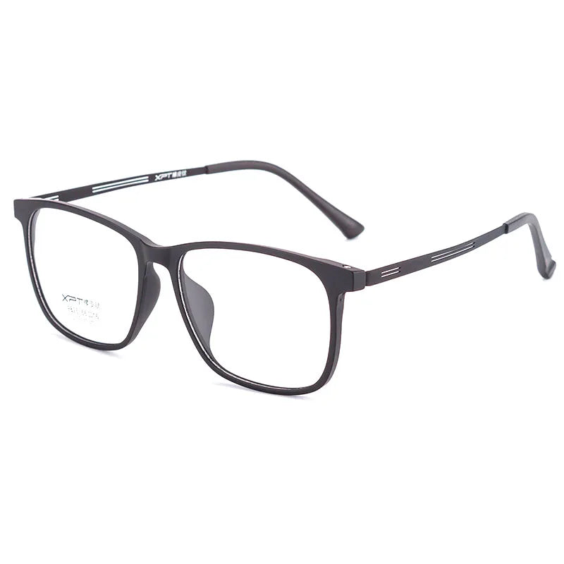 Kocolior Unisex Full Rim Square Tr 90 Titanium Hyperopic Reading Glasses 9825 Reading Glasses Kocolior Black 0
