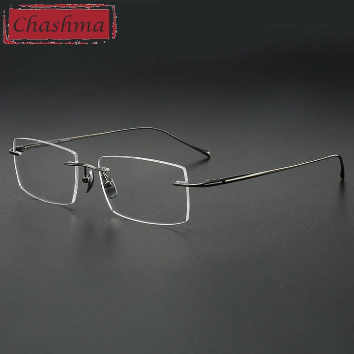 Chashma Unisex Rimless Square Titanium Reading Glasses 910150 Reading Glasses Chashma Gray Single Version 1.61|Photo Brown