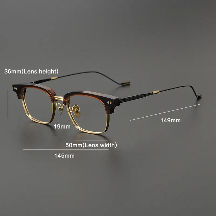 Gatenac Unisex Full Rim Square Titanium Acetate Eyeglasses Gxyj1129 Full Rim Gatenac