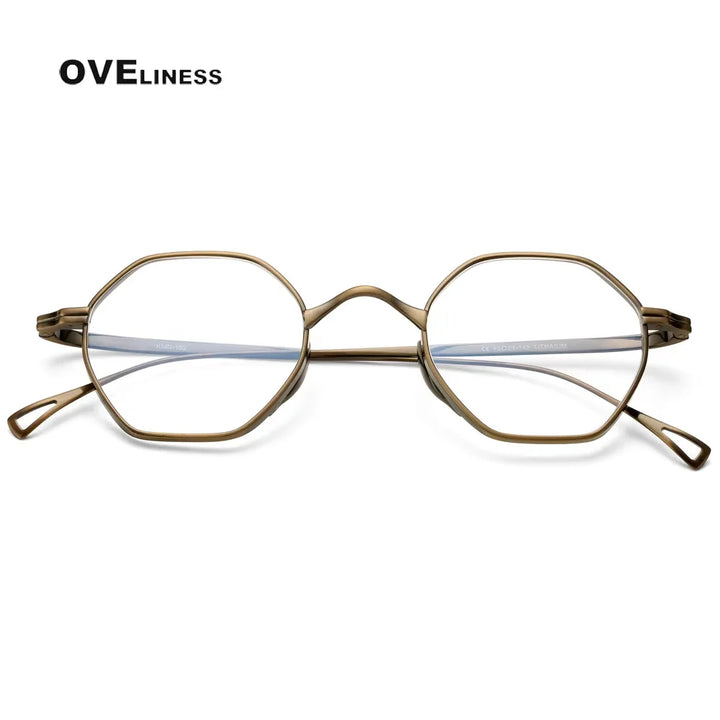 Oveliness Unisex Full Rim Polygon Titanium Eyeglasses 74152 Full Rim Oveliness Bronze