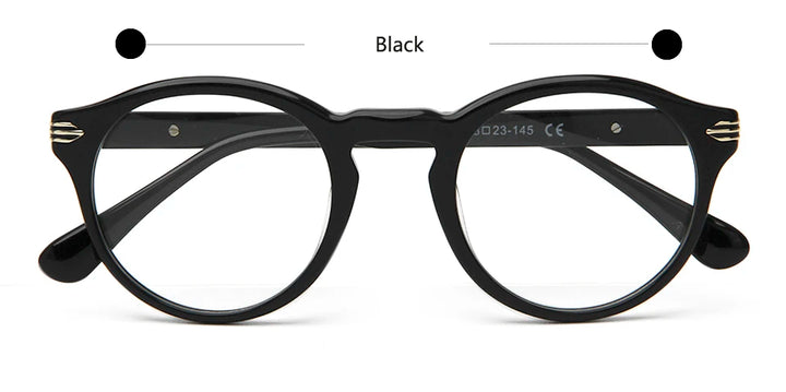 Esnbie Women's Full Rim Round Acetate Titanium Eyeglasses 2417271