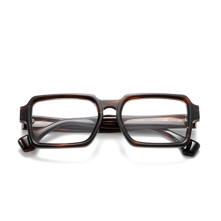 Black Mask Unisex Full Rim Square Thick Acetate Eyeglasses 21378 Full Rim Black Mask