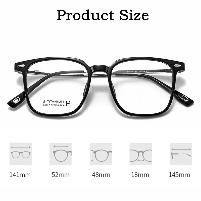 Yimaruili Unisex Full Rim Square Tr 90 Titanium Alloy Eyeglasses 86077