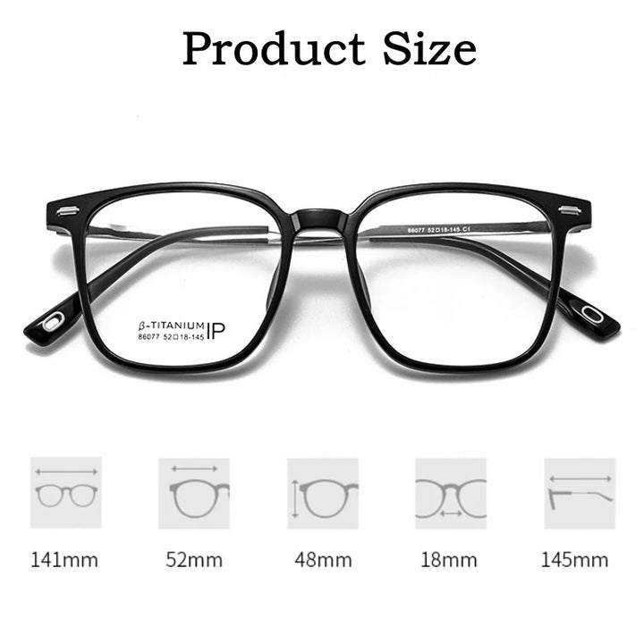 Yimaruili Unisex Full Rim Square Tr 90 Titanium Alloy Eyeglasses 86077