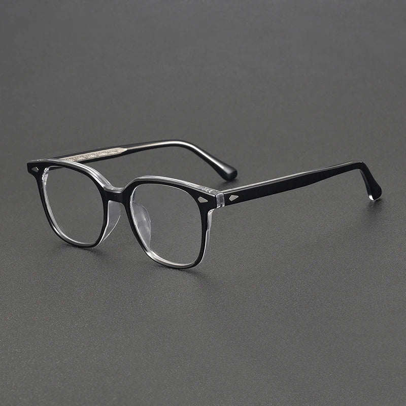 Black Mask Unisex Full Rim Square Acetate Eyeglasses 8099 Full Rim Black Mask Black-Crystal