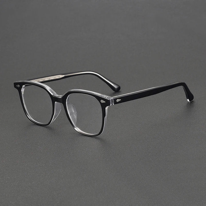 Black Mask Unisex Full Rim Square Acetate Eyeglasses 8099 Full Rim Black Mask Black-Crystal