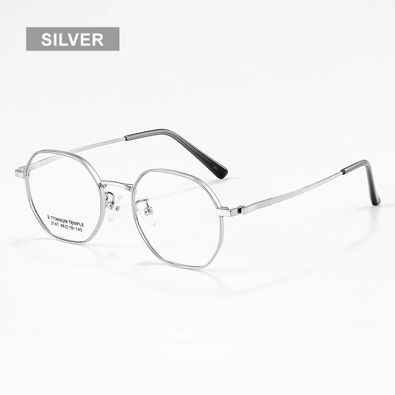 Vicky Women's Full Rim Small Flat Top Polygon Titanium Reading Glasses 2147 Reading Glasses Vicky -250 K2147-C2-SILCER