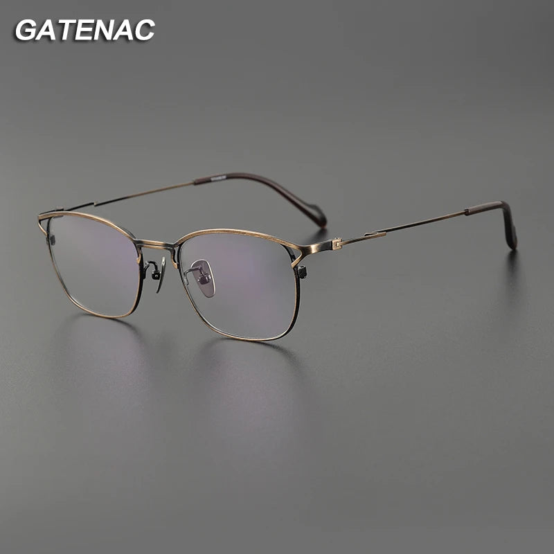 Gatenac Unisex Full Rim Square Titanium Eyeglasses Gxyj1143 Full Rim Gatenac