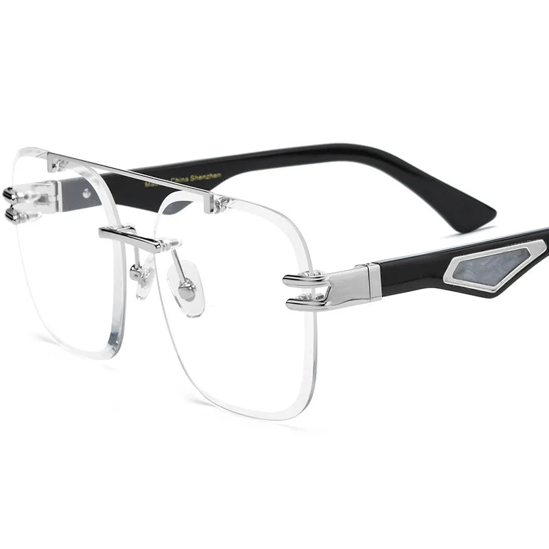 Nobler Unisex Rimless Square Double Bridge Alloy Horn Temple Eyeglasses 99042