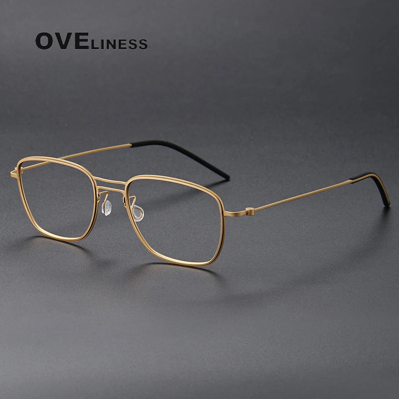 Oveliness Unisex Full Rim Square Screwless Titanium Eyeglasses 5524 Full Rim Oveliness gold  