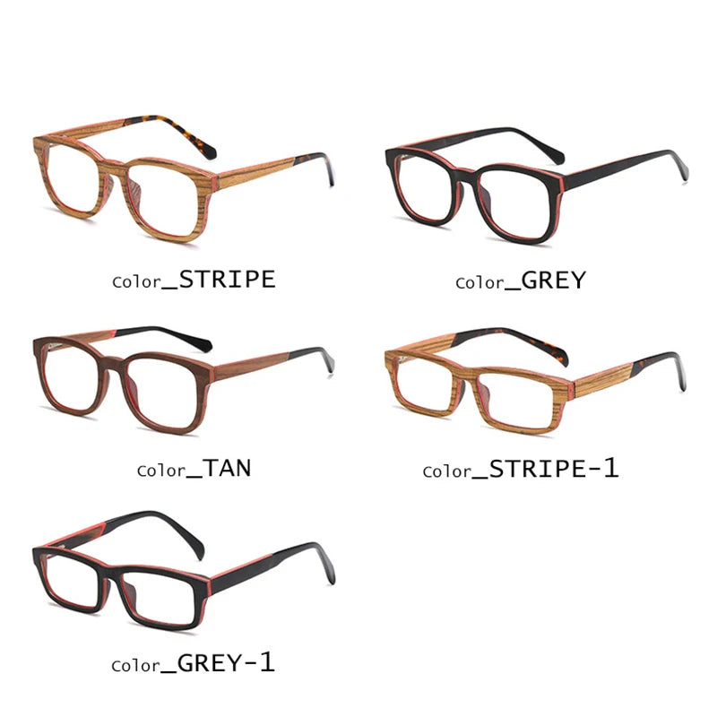 Hdcrafter Men's Full Rim Square Wood Spring Hinge Eyeglasses 5636 Full Rim Hdcrafter Eyeglasses