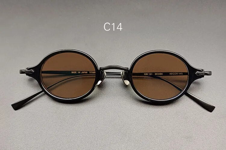 Yujo Unisex Full Rim Small Oval Acetate Titanium Eyeglasses Or Sunglasses 3740 Full Rim Yujo C14 China 