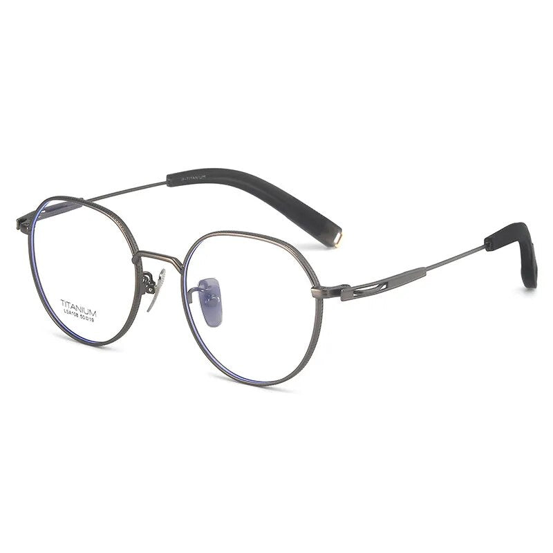 Hdcrafter Unisex Full Rim Round Titanium Eyeglasses Lsa1081 Full Rim Hdcrafter Eyeglasses Bronze  