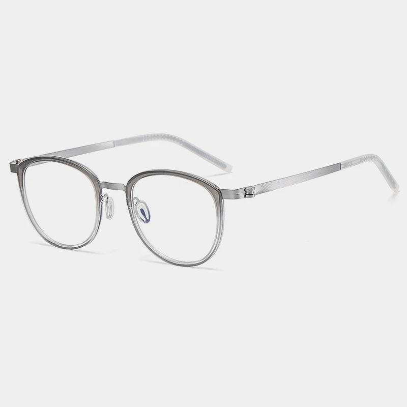 Gatenac Unisex Full Rim Round Acetate Eyeglasses Gxyj-1184 Full Rim Gatenac Gradient Gray