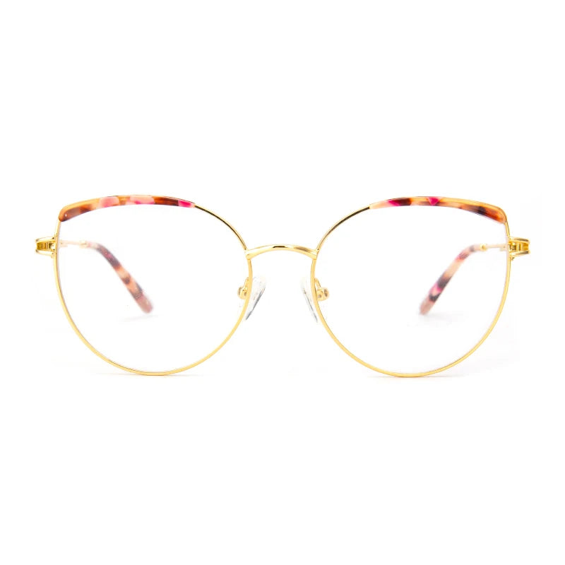 Vicky Women's Full Rim Round Cat Eye Stainless Steel Acetate Reading Glasses 7352 Reading Glasses Vicky SR7352-C2 0