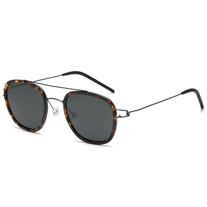 Black Mask Unisex Full Rim Square Double Bridge Titanium Sunglasses 8205 Full Rim Black Mask