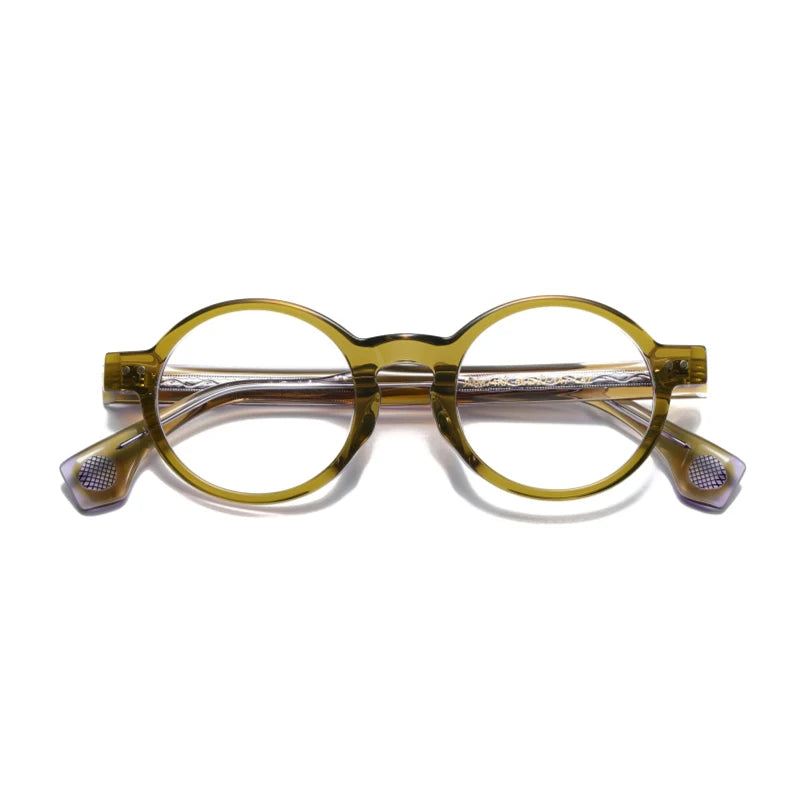 Black Mask Unisex Full Rim Round Acetate Eyeglasses 51474