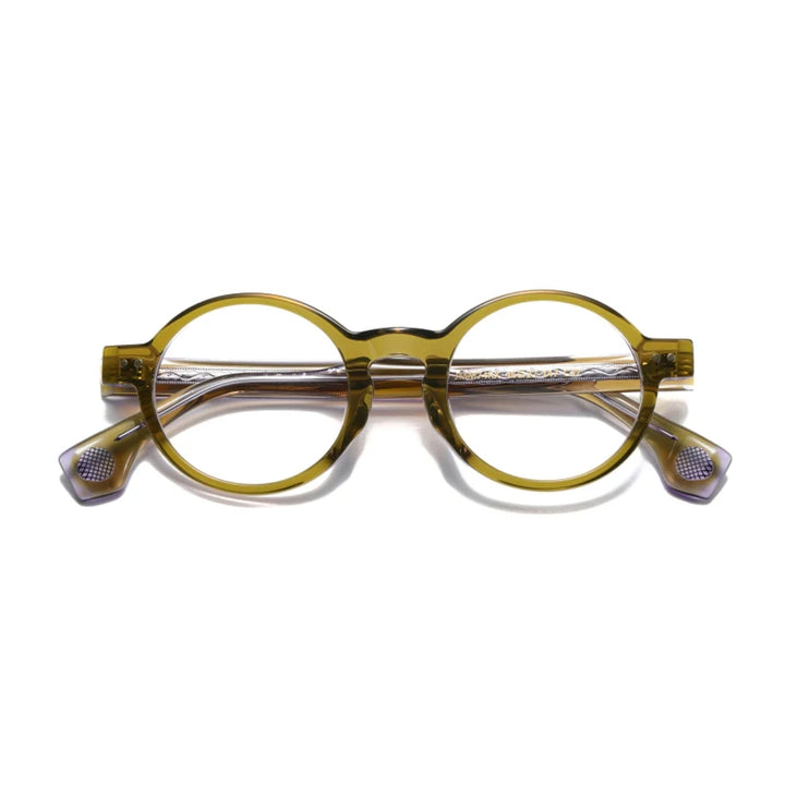 Black Mask Unisex Full Rim Round Acetate Eyeglasses 51474
