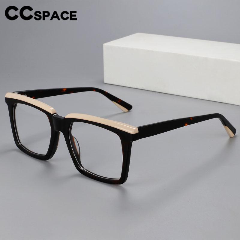 CCspace Unisex Full Rim Flat Top Square Acetate Eyeglasses 56551 Full Rim CCspace